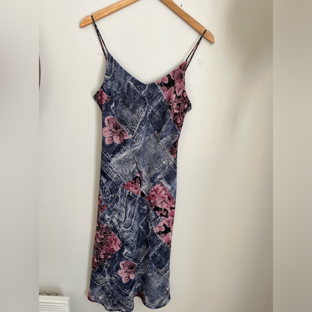 Vintage Bali Floral Denim Print Dress